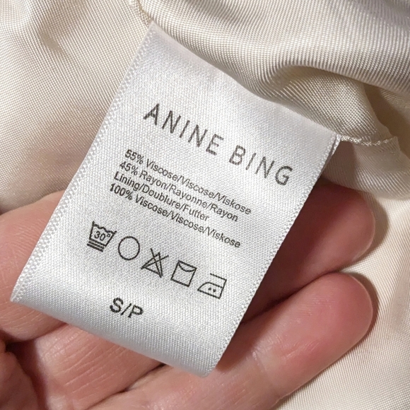 Anine Bing Cream Wide Leg Pants with Bold Check Pattern - Picture 7 of 7